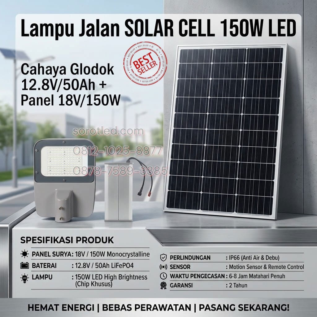 lampu jalan solar cell 150w led