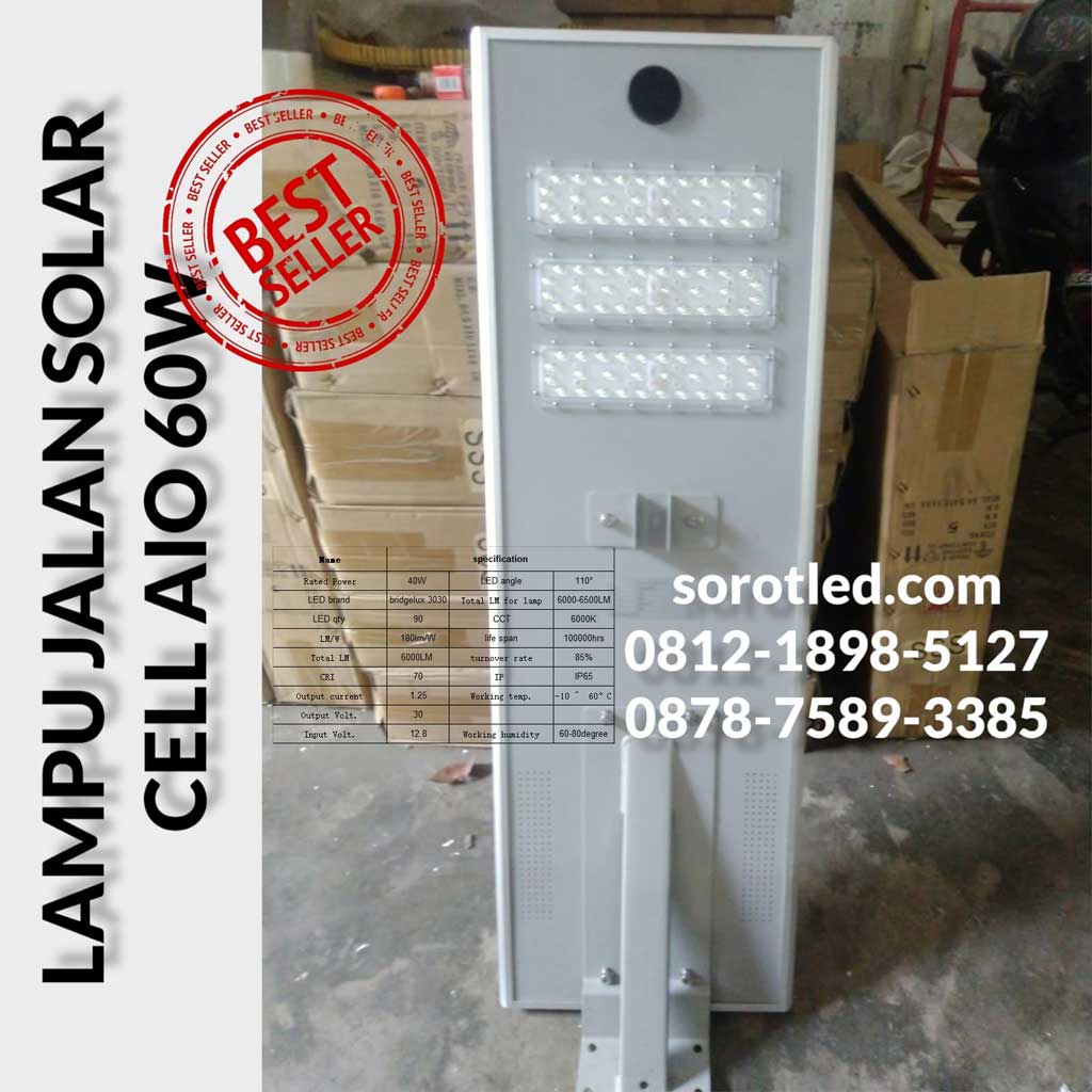 lampu jalan solar cell 60w
