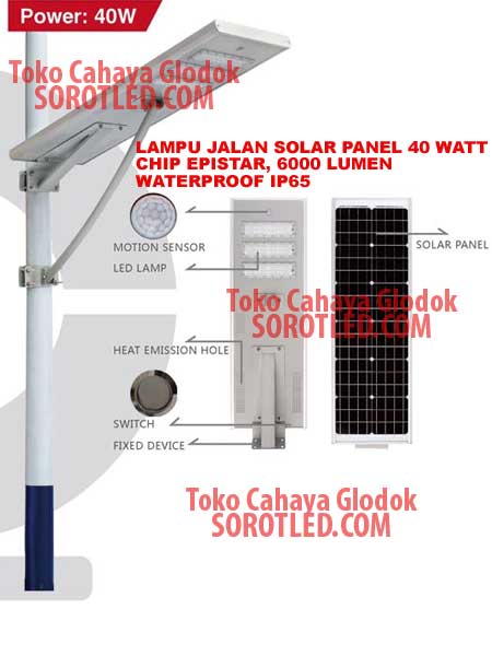 Lampu Jalan Solar Panel LED 40 watt