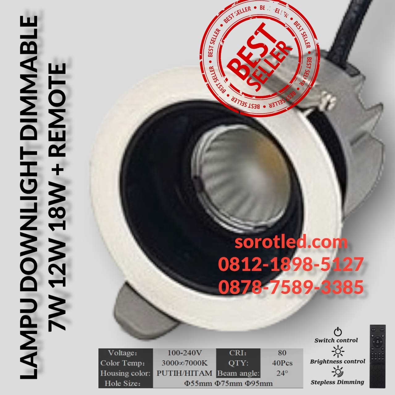 lampu plafon downlight dimmer