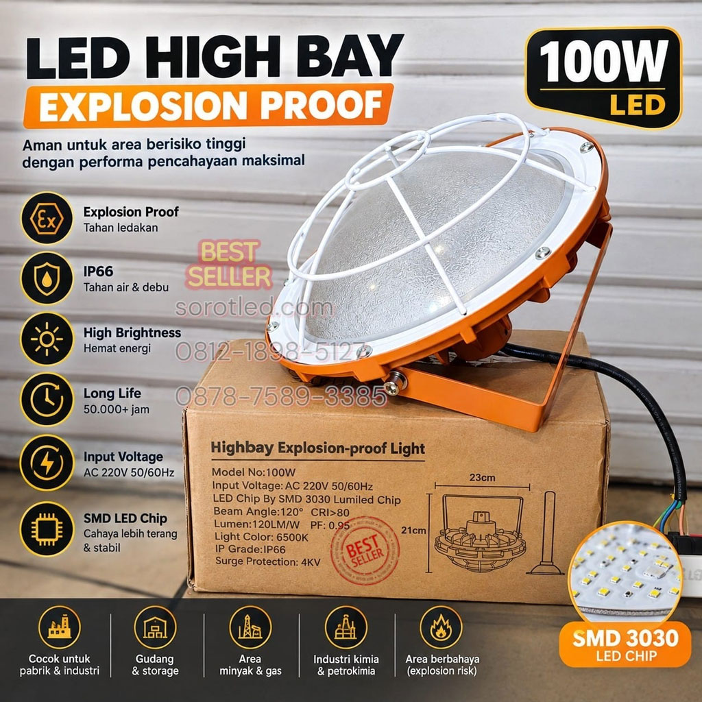 lampu ufo explosion proof 100w led